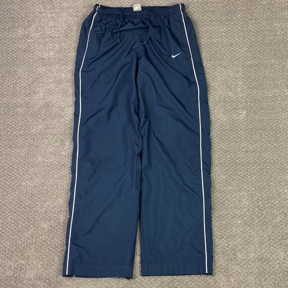 Vintage Nike Swoosh Track Pants Men's Large Blue Baggy Wide Leg Y2K 118237-451 - Picture 2 of 15